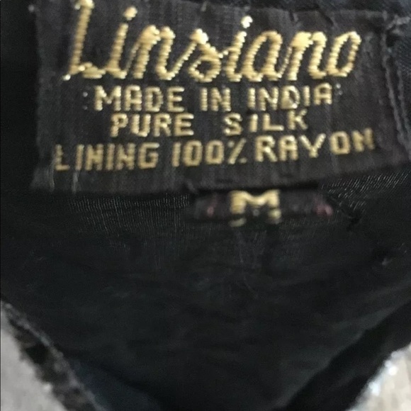 Linsiano Womens Vtg Medium Silk Black Silver Sequins Beads Pearls VLV Formal - Picture 8 of 8